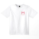 White T-shirt featuring the Cat Museum Istanbul 'M' logo on the front in pink color, from city of the cute collection